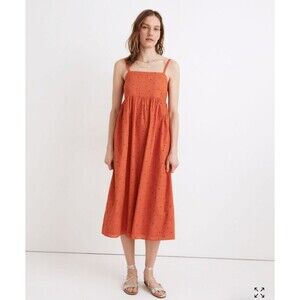 Madewell Dress Womens Small Embroidered Eyelet Midi Sleeveless Pockets Boho